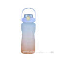 2000ML frosted plastic water bottle with gradual change portable bottle gym sports kettle 2 liter water bottle